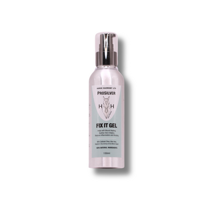 Bottle of Fix It Gel, colloidal silver based product designed for horses with minor injuries and skin condition 